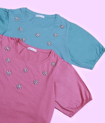 تیشرت آستین پفی نگین دار encuentro